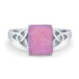 Emerald Cut Celtic Engagement Ring Simulated Cubic Zirconia 925 Sterling Silver