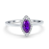 Halo Marquise Engagement Ring Simulated Cubic Zirconia 925 Sterling Silver