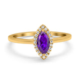 Halo Marquise Engagement Ring Simulated Cubic Zirconia 925 Sterling Silver