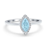 Halo Marquise Engagement Ring Simulated Cubic Zirconia 925 Sterling Silver