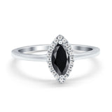 Halo Marquise Engagement Ring Simulated Cubic Zirconia 925 Sterling Silver