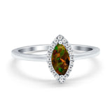 Halo Marquise Engagement Ring Simulated Cubic Zirconia 925 Sterling Silver