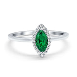 Halo Marquise Engagement Ring Simulated Cubic Zirconia 925 Sterling Silver