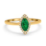 Halo Marquise Engagement Ring Simulated Cubic Zirconia 925 Sterling Silver