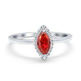 Halo Marquise Engagement Ring Simulated Cubic Zirconia 925 Sterling Silver