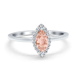 Halo Marquise Engagement Ring Simulated Cubic Zirconia 925 Sterling Silver