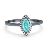 Halo Marquise Engagement Ring Simulated Cubic Zirconia 925 Sterling Silver