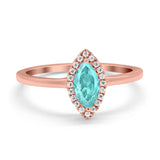 Halo Marquise Engagement Ring Simulated Cubic Zirconia 925 Sterling Silver