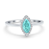 Halo Marquise Engagement Ring Simulated Cubic Zirconia 925 Sterling Silver