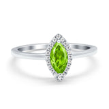 Halo Marquise Engagement Ring Simulated Cubic Zirconia 925 Sterling Silver
