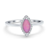 Halo Marquise Engagement Ring Simulated Cubic Zirconia 925 Sterling Silver