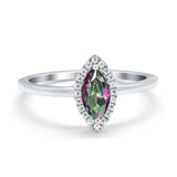 Halo Marquise Engagement Ring Simulated Cubic Zirconia 925 Sterling Silver