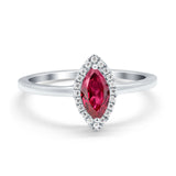 Halo Marquise Engagement Ring Simulated Cubic Zirconia 925 Sterling Silver