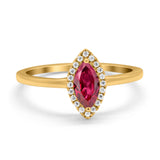 Halo Marquise Engagement Ring Simulated Cubic Zirconia 925 Sterling Silver