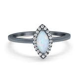 Halo Marquise Engagement Ring Simulated Cubic Zirconia 925 Sterling Silver