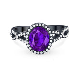 Art Deco Twisted Shank Wedding Ring Oval Round Cubic Zirconia 925 Sterling Silver
