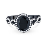 Art Deco Twisted Shank Wedding Ring Oval Round Cubic Zirconia 925 Sterling Silver