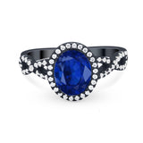 Art Deco Twisted Shank Wedding Ring Oval Round Cubic Zirconia 925 Sterling Silver