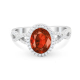 Art Deco Twisted Shank Wedding Ring Oval Round Cubic Zirconia 925 Sterling Silver