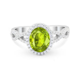 Art Deco Twisted Shank Wedding Ring Oval Round Cubic Zirconia 925 Sterling Silver