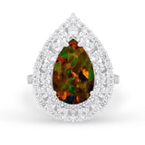Teardrop Cocktail Ring Pear Round Cubic Zirconia 925 Sterling Silver