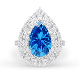 Teardrop Cocktail Ring Pear Round Cubic Zirconia 925 Sterling Silver