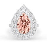 Teardrop Cocktail Ring Pear Round Cubic Zirconia 925 Sterling Silver