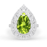 Teardrop Cocktail Ring Pear Round Cubic Zirconia 925 Sterling Silver