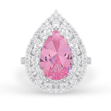 Teardrop Cocktail Ring Pear Round Cubic Zirconia 925 Sterling Silver