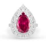 Teardrop Cocktail Ring Pear Round Cubic Zirconia 925 Sterling Silver