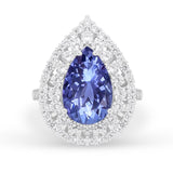 Teardrop Cocktail Ring Pear Round Cubic Zirconia 925 Sterling Silver