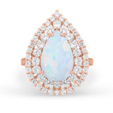 Teardrop Cocktail Ring Pear Round Cubic Zirconia 925 Sterling Silver