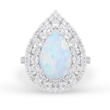 Teardrop Cocktail Ring Pear Round Cubic Zirconia 925 Sterling Silver