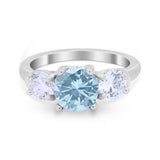 Three Stone Vintage Style Wedding Engagement Ring 3 Stone Cubic Zirconia 925 Sterling Silver