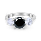 Three Stone Vintage Style Wedding Engagement Ring 3 Stone Cubic Zirconia 925 Sterling Silver