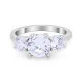 Three Stone Vintage Style Wedding Engagement Ring 3 Stone Cubic Zirconia 925 Sterling Silver