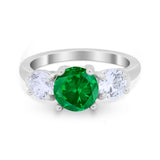 Three Stone Vintage Style Wedding Engagement Ring 3 Stone Cubic Zirconia 925 Sterling Silver