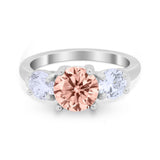 Three Stone Vintage Style Wedding Engagement Ring 3 Stone Cubic Zirconia 925 Sterling Silver