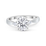 Three Stone Wedding Ring Round Simulated Cubic Zirconia 925 Sterling Silver
