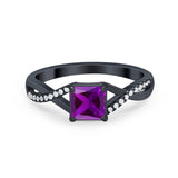 Princess Cut Wedding Ring Round Simulated Cubic Zirconia 925 Sterling Silver