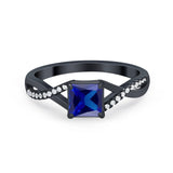 Princess Cut Wedding Ring Round Simulated Cubic Zirconia 925 Sterling Silver