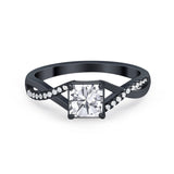Princess Cut Wedding Ring Round Simulated Cubic Zirconia 925 Sterling Silver