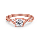 Princess Cut Wedding Ring Round Simulated Cubic Zirconia 925 Sterling Silver