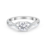 Princess Cut Wedding Ring Round Simulated Cubic Zirconia 925 Sterling Silver