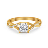 Princess Cut Wedding Ring Round Simulated Cubic Zirconia 925 Sterling Silver