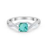 Princess Cut Wedding Ring Round Simulated Cubic Zirconia 925 Sterling Silver