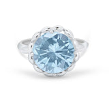 Large Stone Cocktail Ring Art Deco Simulated Cubic Zirconia 925 Sterling Silver