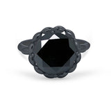 Large Stone Cocktail Ring Art Deco Simulated Cubic Zirconia 925 Sterling Silver