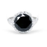 Large Stone Cocktail Ring Art Deco Simulated Cubic Zirconia 925 Sterling Silver