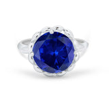 Large Stone Cocktail Ring Art Deco Simulated Cubic Zirconia 925 Sterling Silver